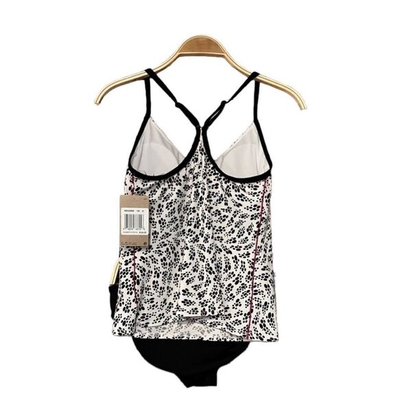 Nike Women's Party Dots Racerback Tankini Two Piece Bikini black pink New M - Picture 3 of 5